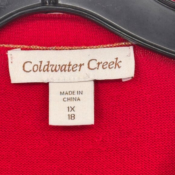 COLDWATER CREEK Red 3/4 Sleeve Cardigan Sweater Size 1X Plus womens cotton - Picture 2 of 9